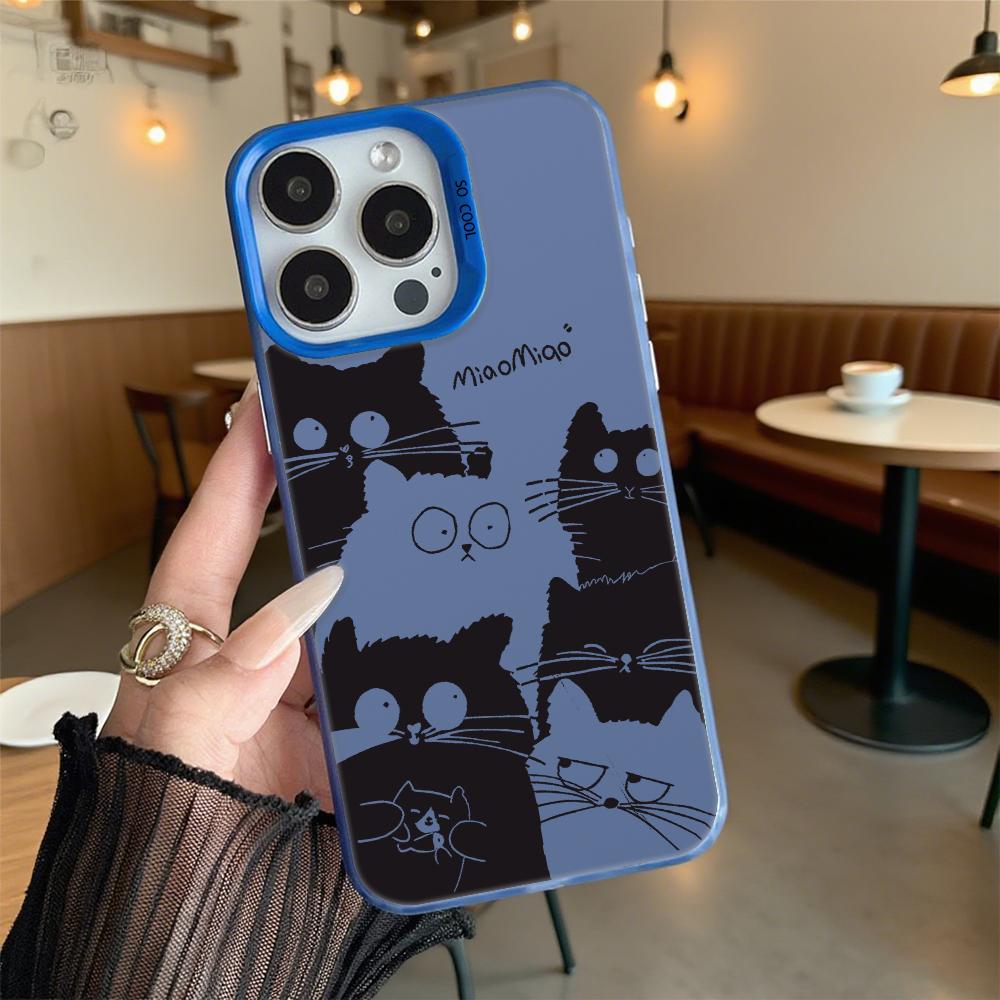 Cute Cats Pattern Shockproof Phone Case for Iphone 16 15 14 13 12 11 Pro Max/Mini Anti-Scratch Premium Hard Cover