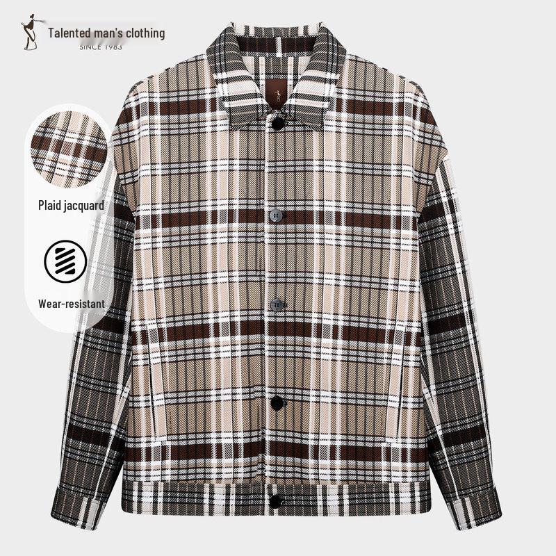 Caizi Men s Plaid Shirt-Style Jacket 3XL