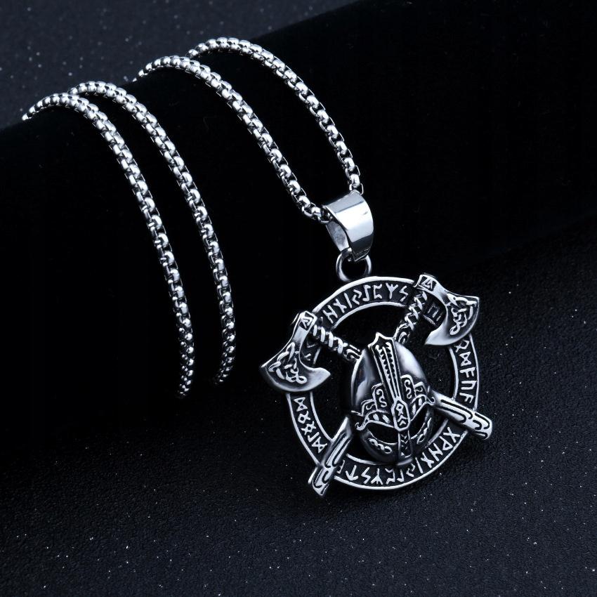 Silver Viking Axes Rune Nordic Necklace 406