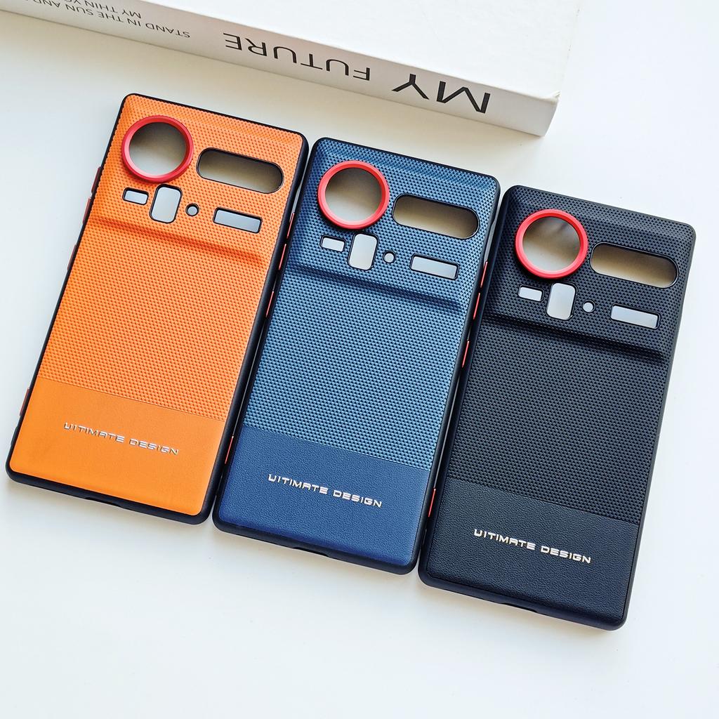 Pentru ZTE Nubia Z80 Z70 Z70S Ultra Piele PU Prietenoasă cu Pielea Taste în Culori Contrastante Ramă Cameră Spate Protector Capac Moale