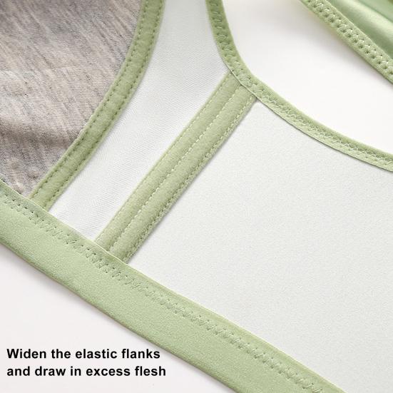 Mid-aged Women Sports Shoulder Strap Front Print Wireless Button Closure Floral Bra Elastic Good Breathability Shockproof