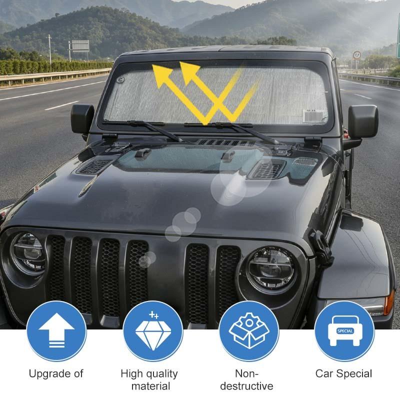 Car Front Windshield Sunshade Window Shade Foldable Sun Visor Cover Fit For Jeep Wrangler JL For JT Gladiator 2018 Up Car Interior Accessories,1 Pc
