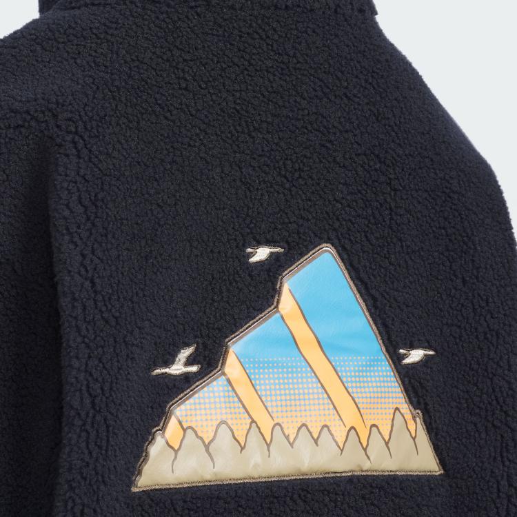 Adidas Sportswear FW24 Urban Outdoor Fleece Cartoon Character Sports Casual Loose Color Block Splicing Retro Stand Collar Jacket Kids jackets JC9358