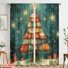 2 Stück, 2D-Flachdruck Vorhänge Rollos Weihnachtsbaum Sterne Geschenk (2) Polyester (ohne Stange) Urlaub für Schlafzimmer, Wohnzimmer