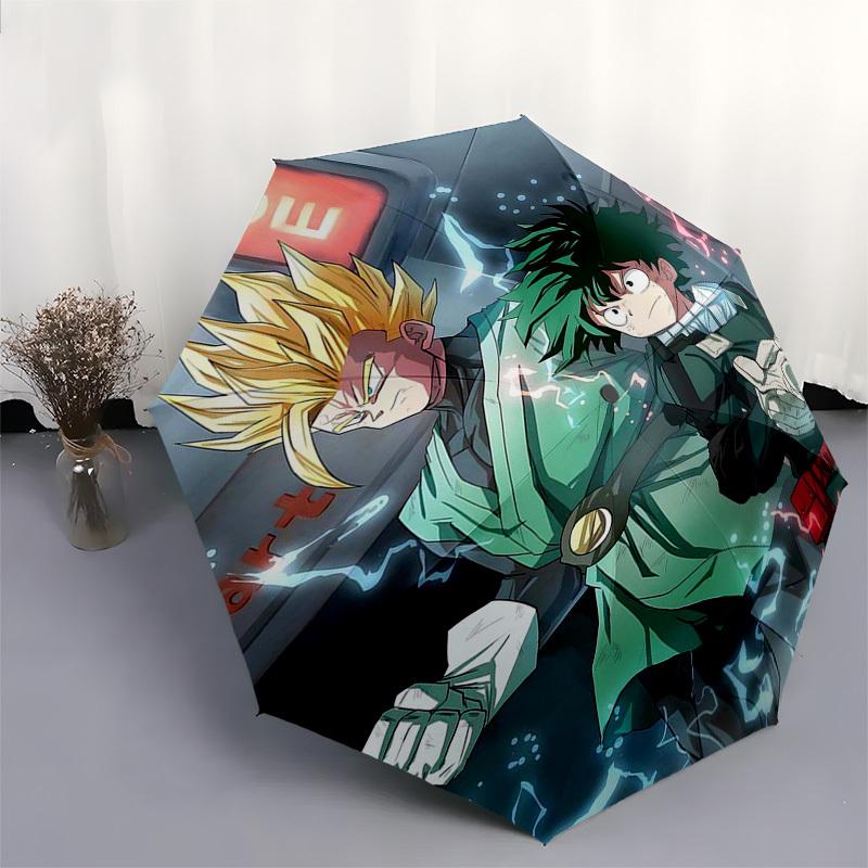 1pc Dragon Ball Z Vegeta & My Hero Academia Izuku Midoriya Outdoor Umbrella - Automatic Opening/Closing, 3-Fold Design, 8-Bone Iron Frame - Perfect Gi