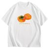 Lucky Persimmon Letter Print TShirt Minimalist Fruit Graphic Tee Summer Short Sleeve Unique Casual Fashion Unisex Gift Tops