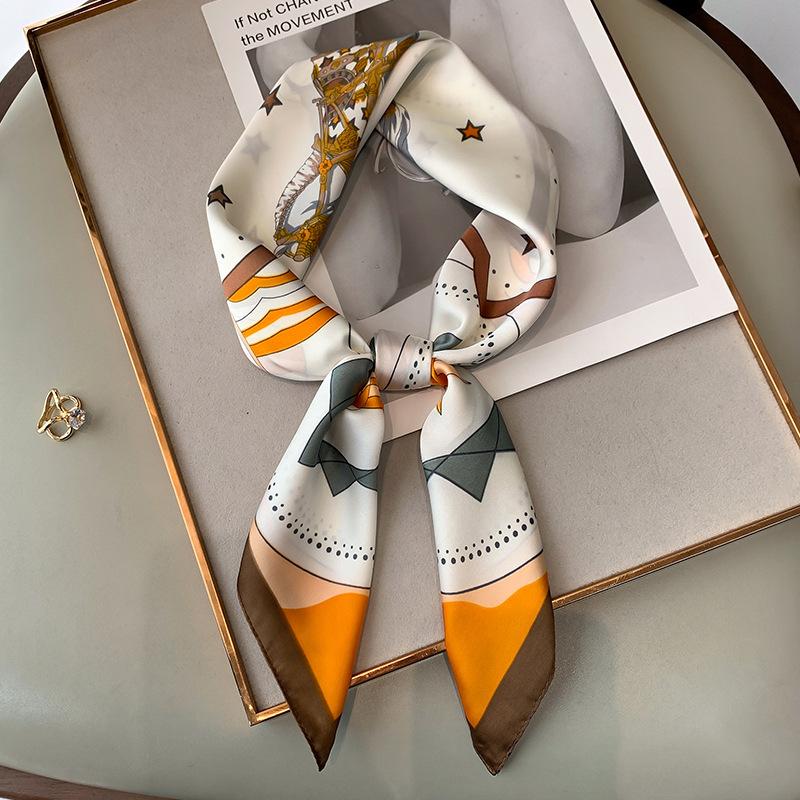 Spring and Autumn New Printed Fashionable Square Scarf for Women  Decorative Small Scarf  Versatile Headband Tie-up Bag