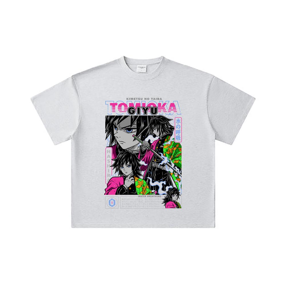 260 GSM Double Yarn 32 Count 100% Cotton Demon Slayer V10 Tomioka Print Unisex Heavy Cotton T Shirt