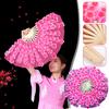 NEW Pink Dance Fan Peach Blossom Petal Fan Adult Dance Performance Decorative Hand Fan Yangko Dancing Fan Party Home Ornaments