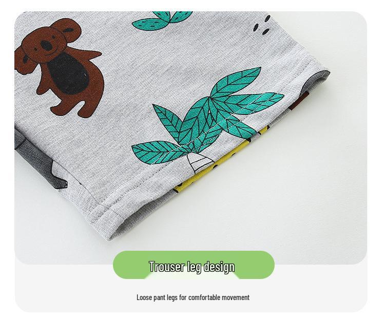Boys' Summer Short Sleeve Set with Luminous Animal Print, Knit Cotton Sportswear