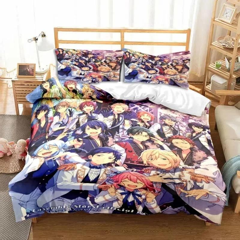 Cozy Durable Twin Double King 3D Anime Rock Band Ensemble Stars All Season 3 Piece Bed Comforter