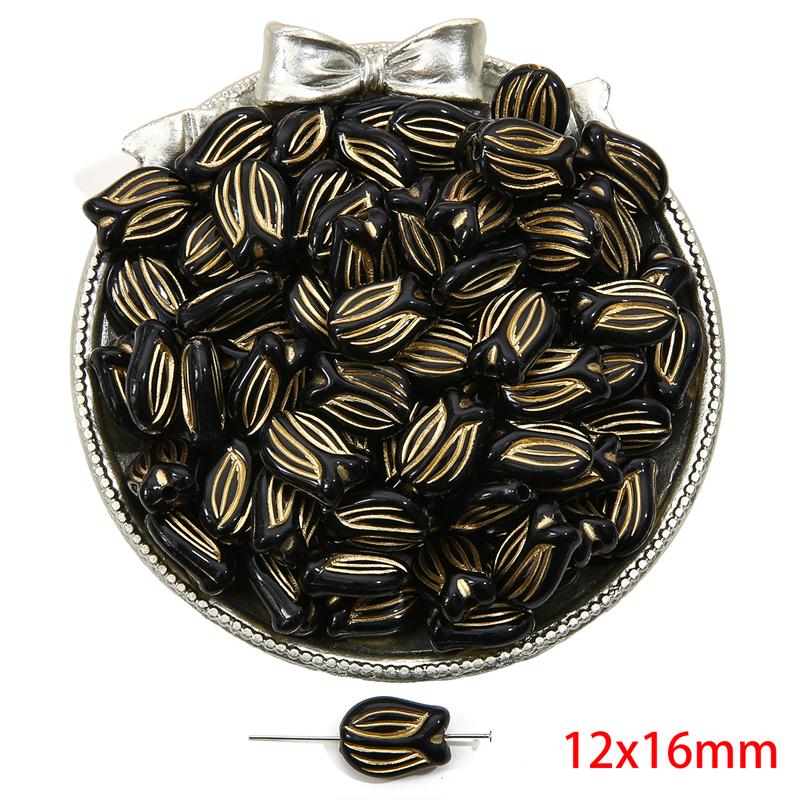 

Акрилові намистини Бароко Ретро Золоті У формі квітки Плоскі круглі намистини для виготовлення ювелірних виробів DIY Браслети Намисто 12x16mm 40pcs чорний