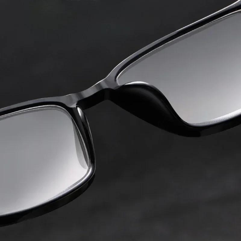 Classic Square Business Multifocal Photochromic Presbyopia Glasses Long Distance Dual-Use Eye Protection Anti-Blue Light Glasses
