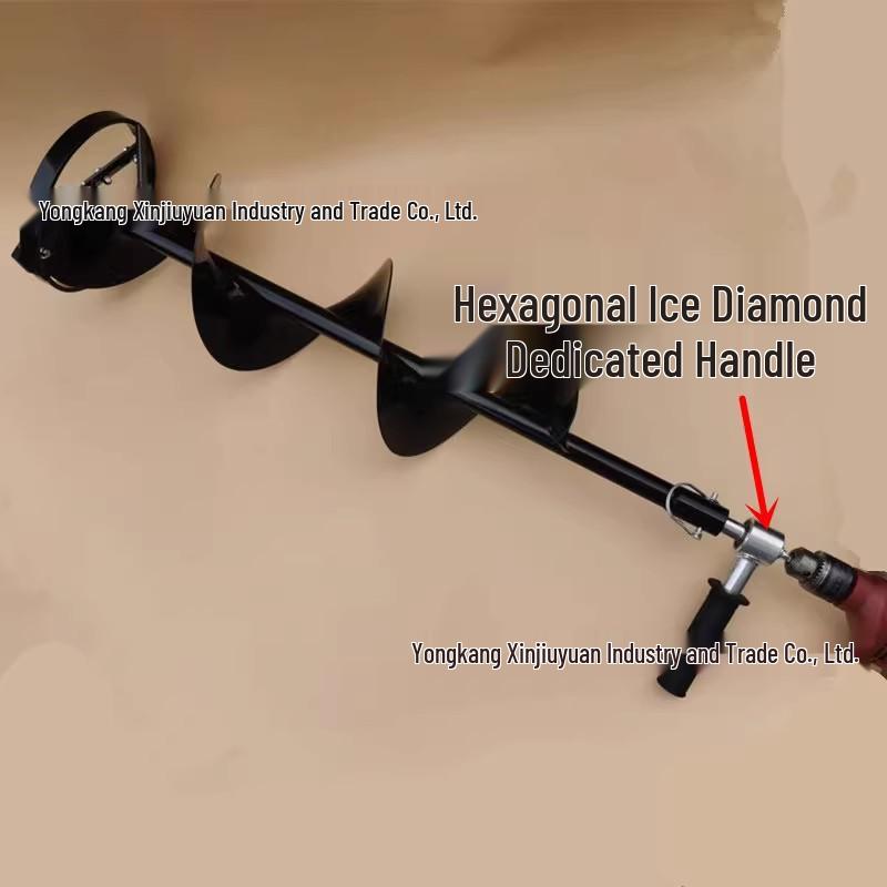 Ice Drill Accessories: Electric Drill Hex Adapter with Handgrip and Hand Crank Conversion Head, 20mm