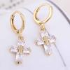 Women's Luxury Cubic Zirconia Dangle Drop Cross Hoop Earrings Banquet Jewelry
