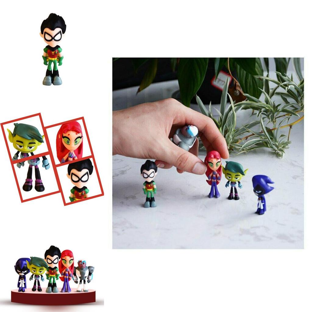 Colorful Teen Titans Go Miniature Set With Robin Raven Beast Boy Starfire Characters
