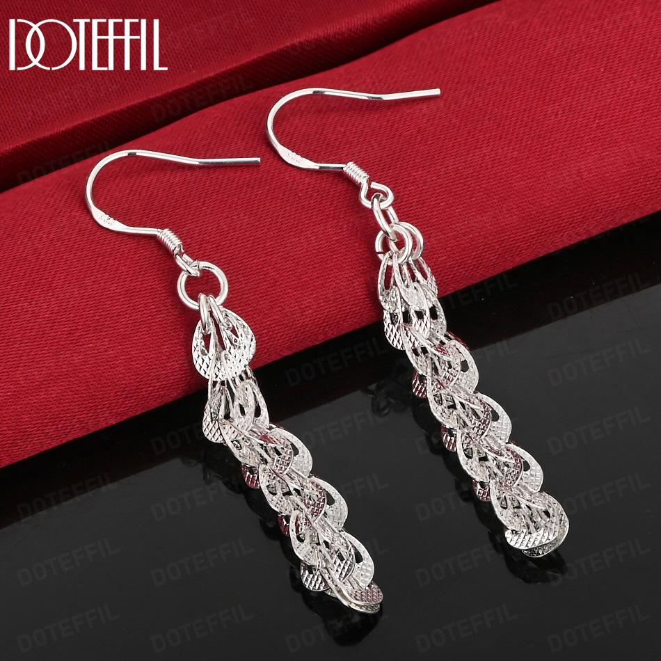 925 Sterling Silver Bag Connecting Pendant Earrings - Beautiful Gift Jewelry