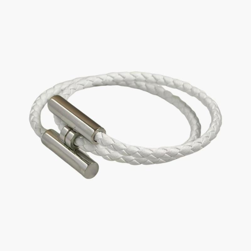 Stainless Steel Bracelet, Leather Woven Bracelet, Various Colors, Geometric Style, Light Luxury Style