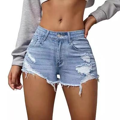 Fashion Ripped Raw Edge Jean Shorts Women Summer Sexy Skinny Hip Covering Pants Korean High Waist Slimming Denim Shorts