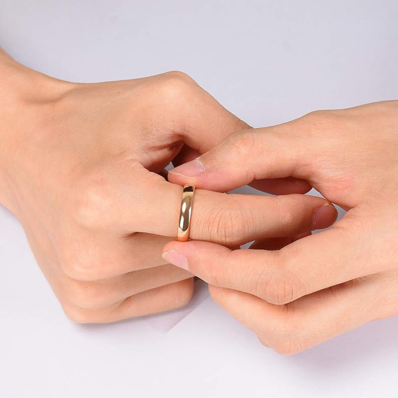 [King Will] Men's Ring Wedding Ring Rose Gold Width 4mm Luxury Comfort Fit Dome Shape Tungsten Ring Size 14