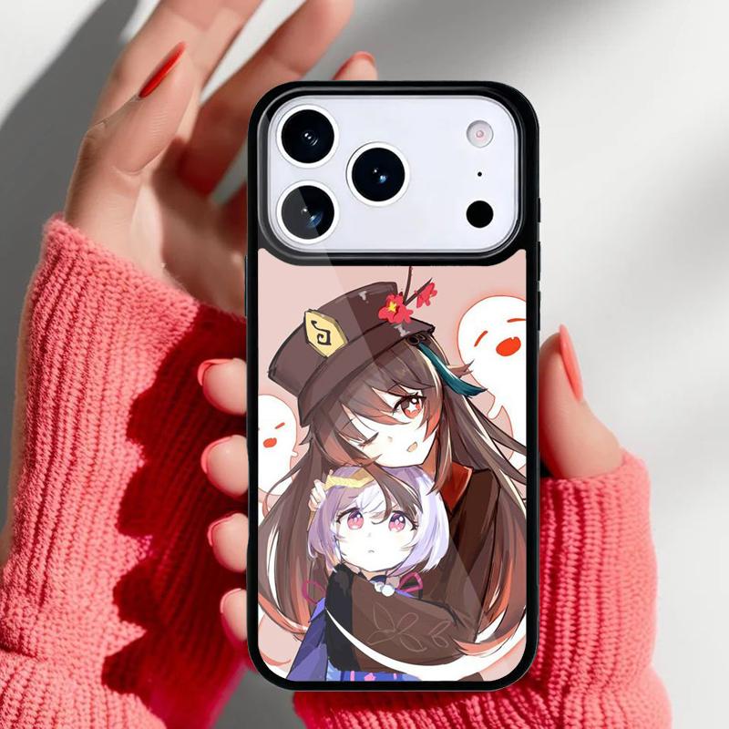 Cartoon Hu Tao Genshin Impact Phone Case for iPhone 17 16 15 14 13 Pro Max Back Cover for 12 11 Pro Coque