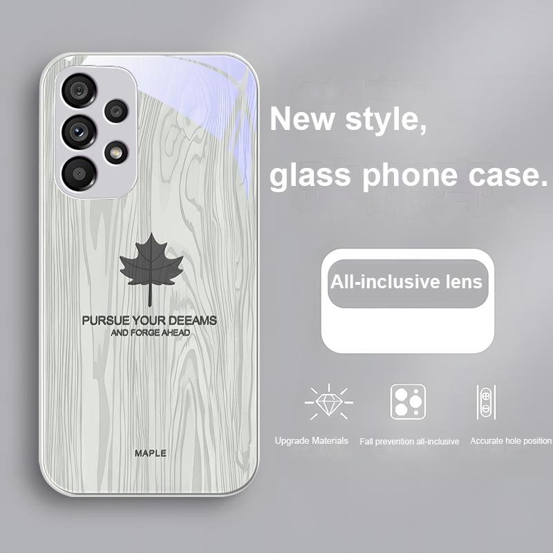 

Древесная текстура кленового листа Для Samsung Galaxy S24 Plus S20 21 FE S23 Ultra S8 9 A70 72 73 50 51 52 53 Закаленное стекло Чехол для телефона Samsung S23 Plus