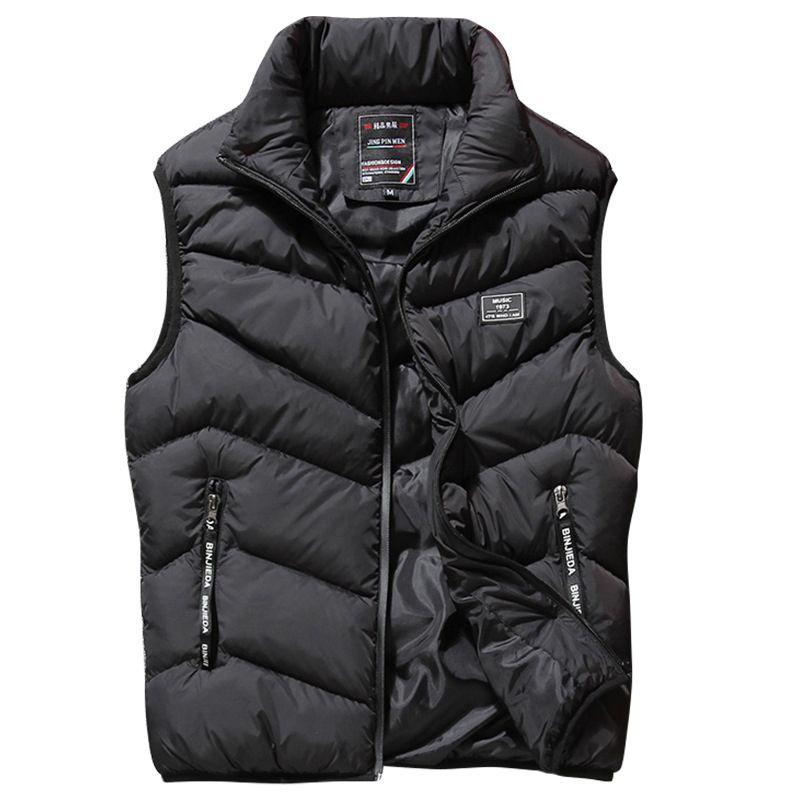 Fashionable Mens Quilted Coat Vest Waistcoat Parka With Solid Pattern And Regular Fit