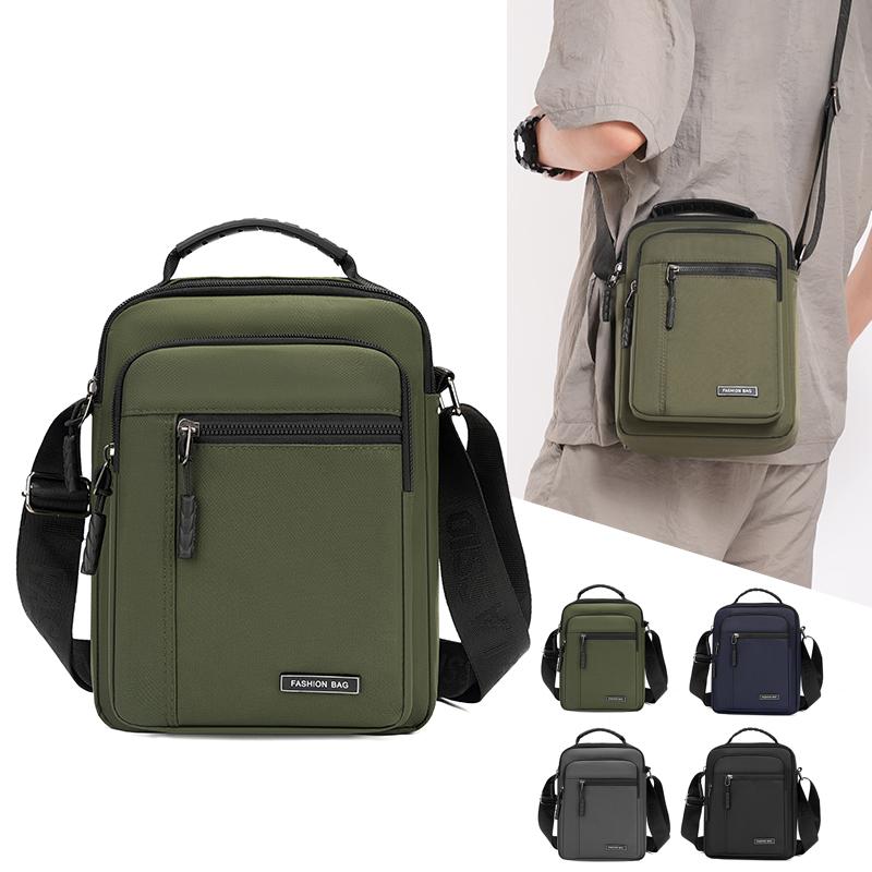 Men's Oxford Crossbody Bag Middle-Aged Sports Travel Shoulder Bag Multi-Compartment Mobile Phone Bag