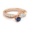 Blauer Saphir Doppelsteinring - 925 Sterlingsilber Roségold Vermeil