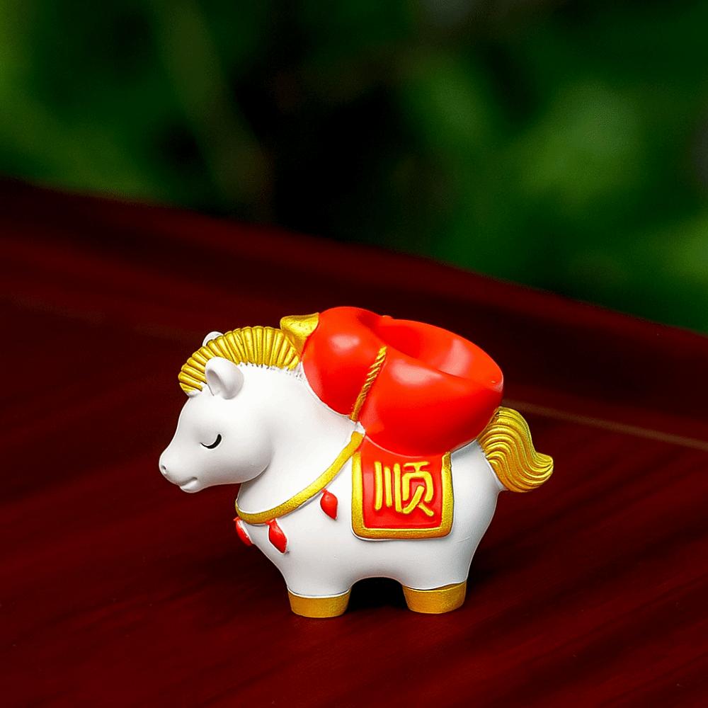 Creative Zodiac Pony Incense Burner Resin Pony Shape Incense Stick Holder Horse Year New Year Ornamental Cense Holder Gift