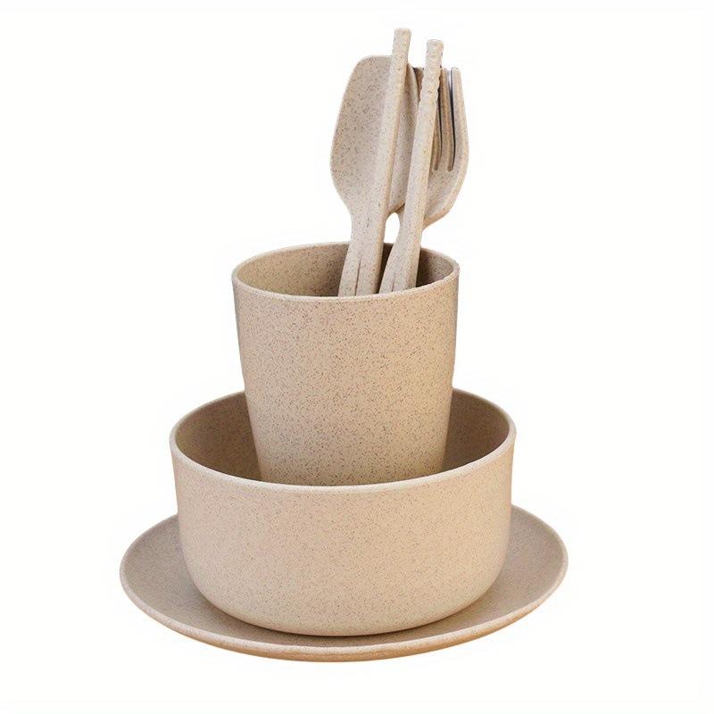 

6 шт./компл., детская посуда из пшеничной соломы, детская посуда для еды, миска для кормления младенцев, обучающая посуда Spo бежевый