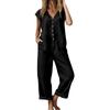 Women's Casual, Loose-Fit, Round-Neck, Pocketed, Sleeveless, -Color Cotton Jumpsuit
