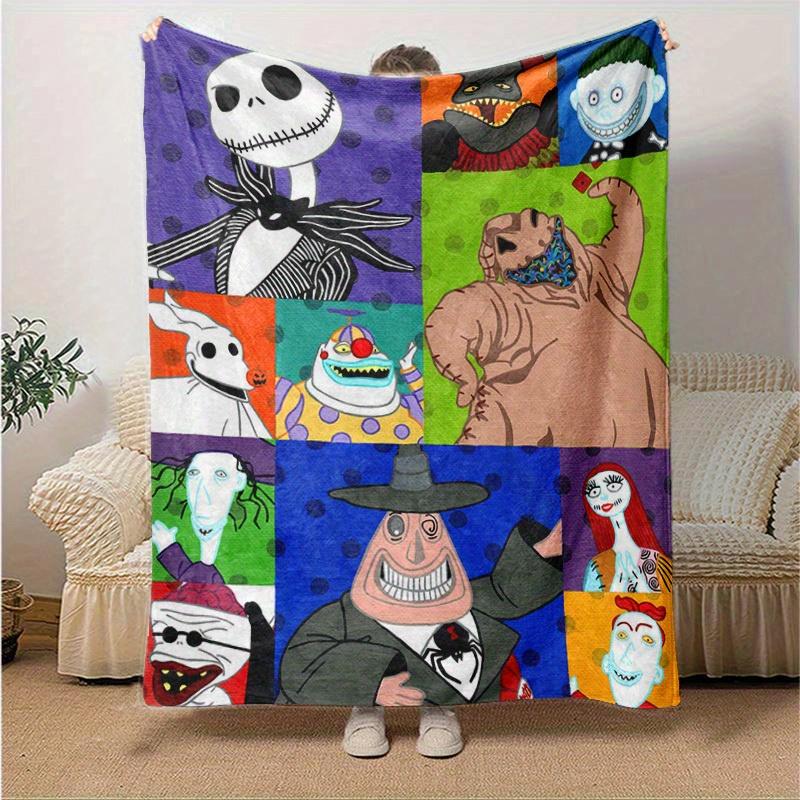 1pc. Cute Nightmare Before Christmas Characters Design Blanket, Soft Warm Throw Blankets for Bed Couch Sofa, Suitable for All Seasons, Perfe