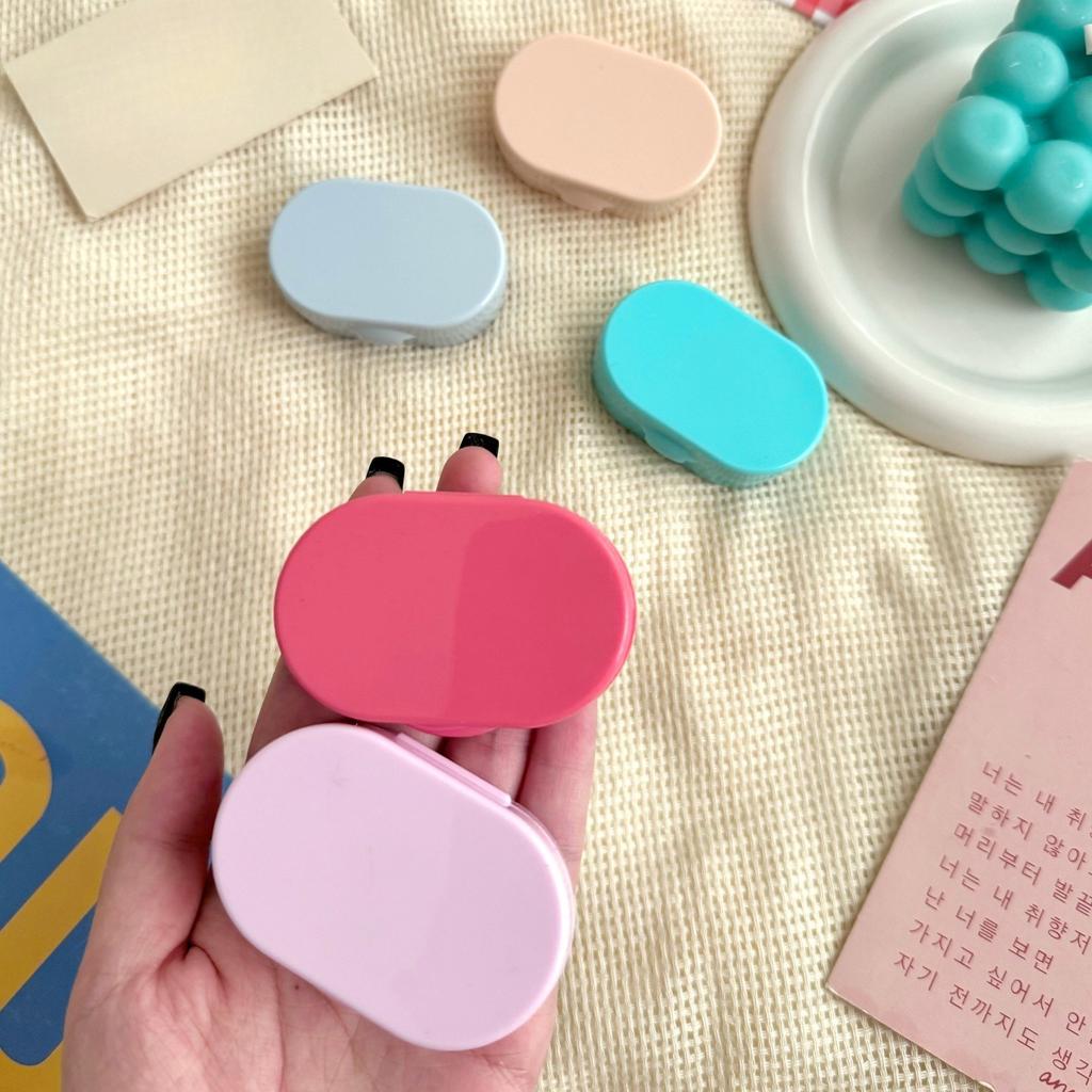 Cutie din plastic pentru lentile de contact pentru femei fată mini cutie pentru lentile de contact cu oglindă cutie pentru lentile stil retro cutie de îngrijire călătorie exterior cadou
