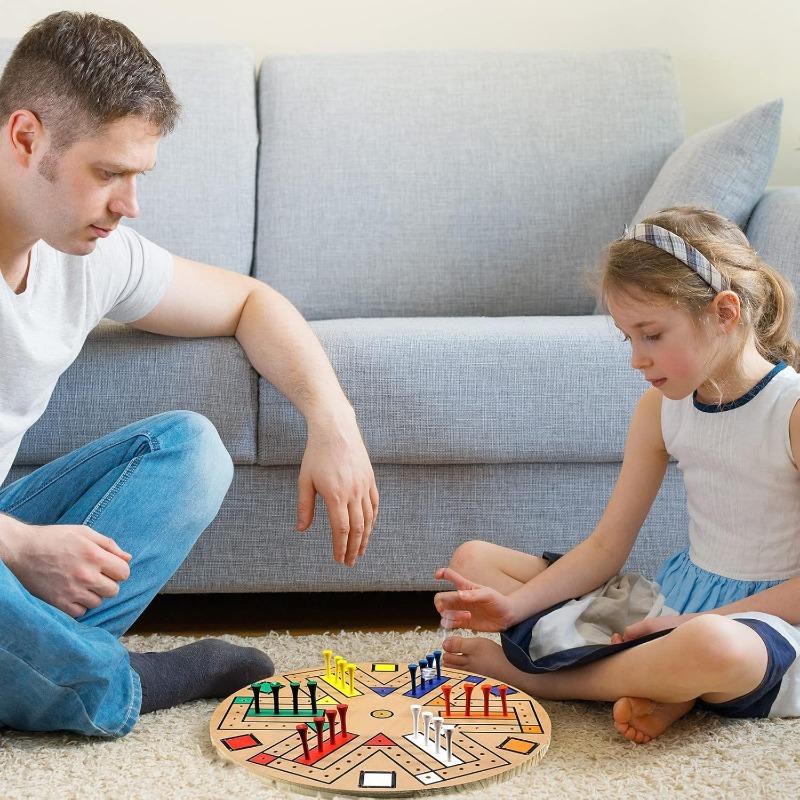 სწრაფი ტრეკის სამაგიდო თამაში ხის 3-6 მოთამაშისთვის სამაგიდო თამაშის ნაკრები 24 სამაგიდო თამაშის ფიგურით და 2 კამათლით, სწრაფი ტრეკის სათამაშო ღამე მოზრდილებისთვის, მოზარდებისთვის, საოჯახო თამაში