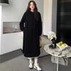 Langarm Große Größen Schwarz Mit Kapuze Neu im Sortiment Kleider für Damen Freizeit Locker Frühling Herbst Winter Sweatshirtkleid
