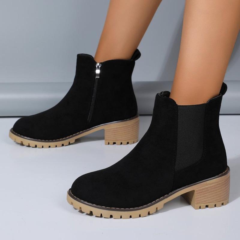 Low Cut Boots 2024 Autumn and Winter New Item, Side Zipper Casual Anti Slip and Wear-resistant Women's Shoes Platform