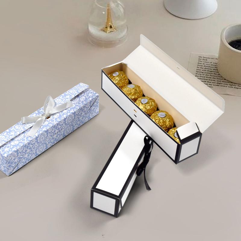 10Pcs Valentine'S Day Simple Long Butterfly Knot Chocolate Candy Paper Box Korean Style Single Grid Wedding Favor Box