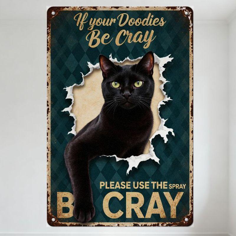 

Vintage If Your Doodies Be Cray Metal Sign with Black Cat, Green Eyes, Torn Paper Effect, Rusty Edges for Bar Pub Home Wall De 20x30cm（7.8x11.8inch）