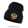 Unisex Double-headed Eagle Embroidery Knitted Hat Windproof and Cold Proof Beanies Cap Autumn Winter Outdoor Sport Travel for Women Men