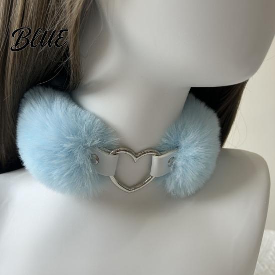 Eleganter Schmuck Flauschiger Choker-Kragen Abnehmbare Flauschige Halskette Legierung Herz
