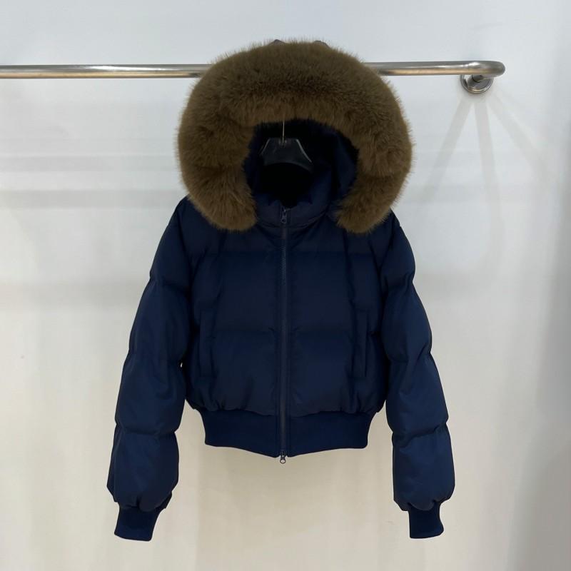 Womens Short Puffer Coat With Detachable Fox Fur Collar Slim Fit 90% White Duck Down Warm Winter Jacket Petite