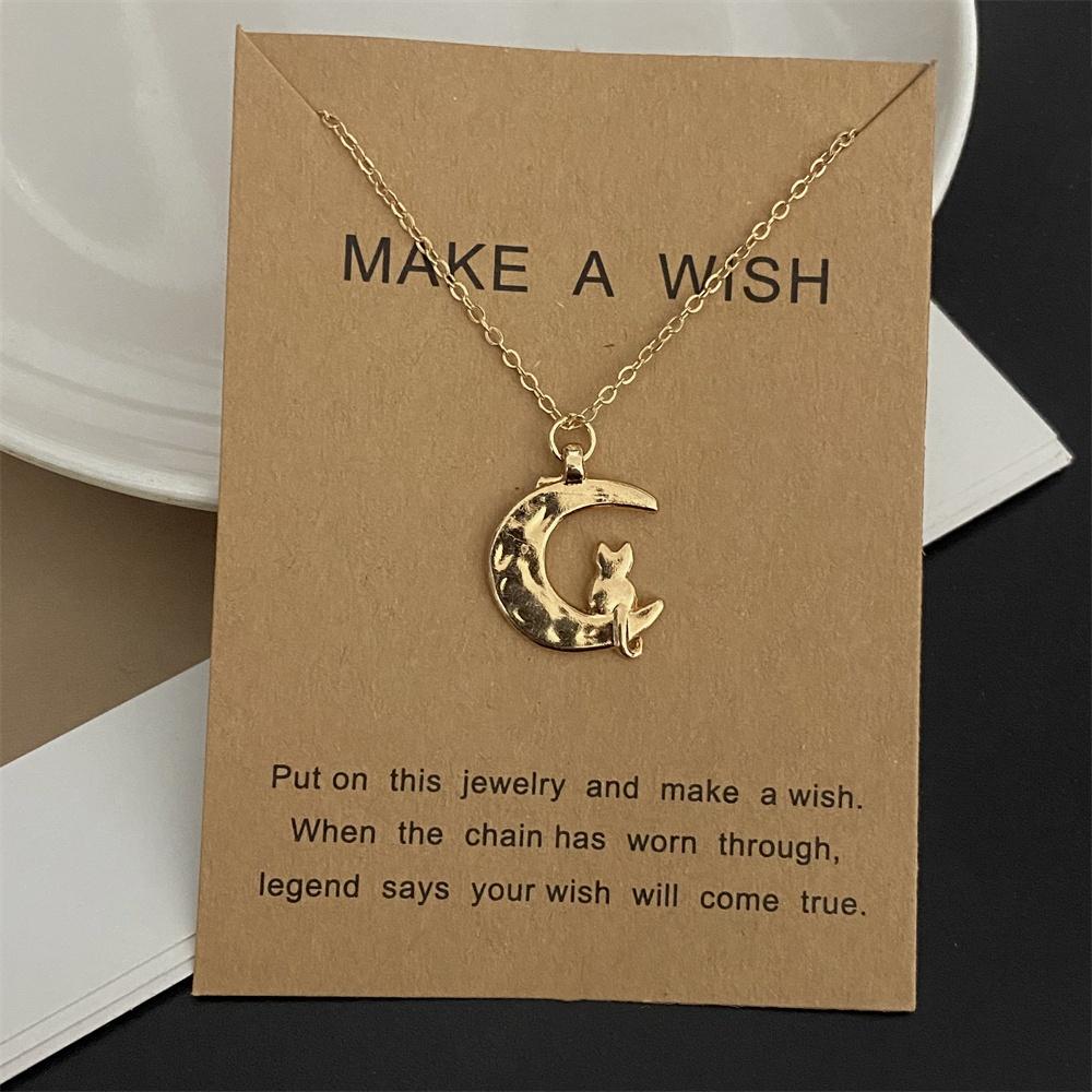 Moon Star Pendant Necklace for Girl Women Golden Color Various Design Link Chain Choker Necklace Gift for Friend Fashion Collar