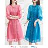 Demana Breathable Ramie Embroidered Midi Dress