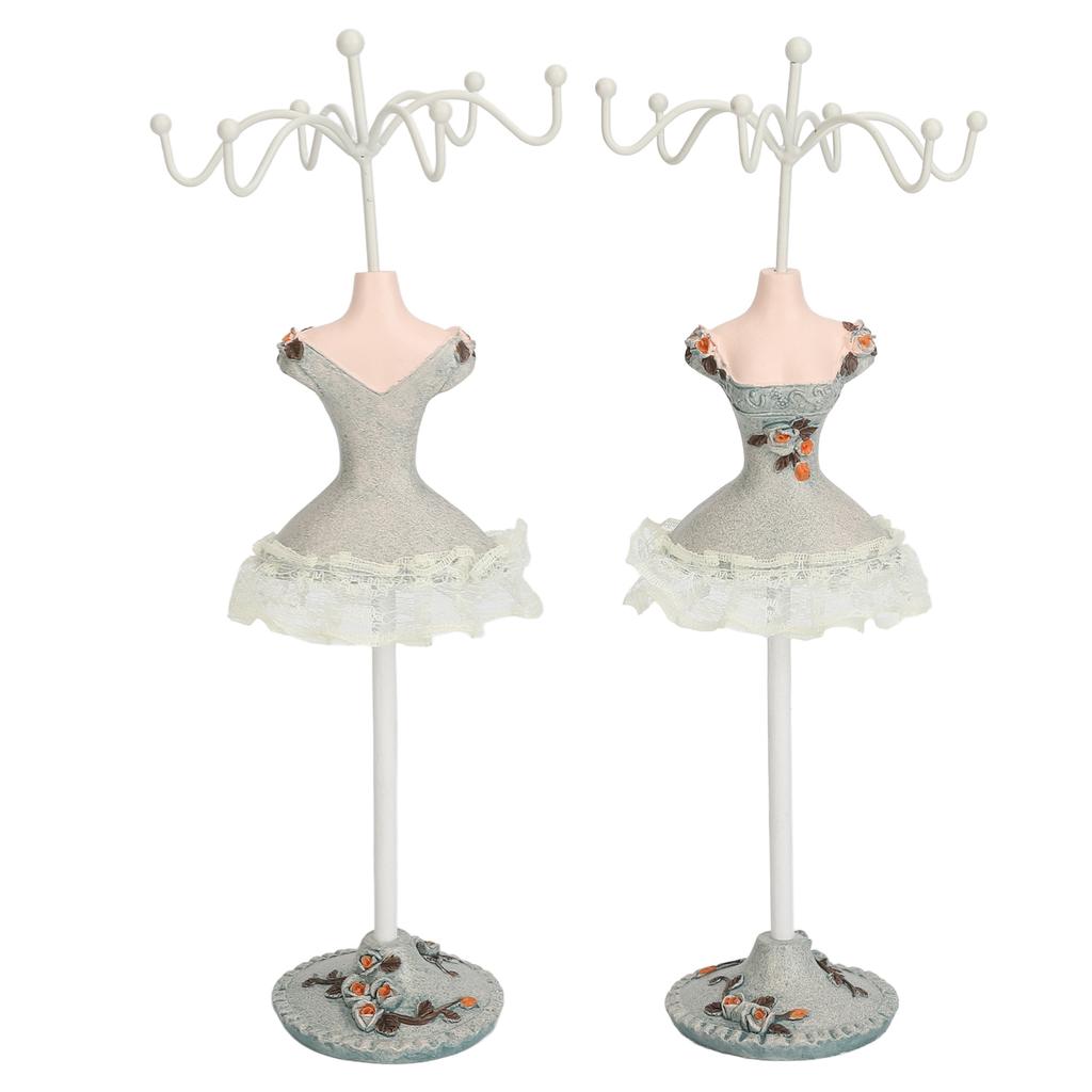 Earrings Necklace Princess Dress Stand Display Iron Mannequin Princess Jewelry Rack Pine Green 3