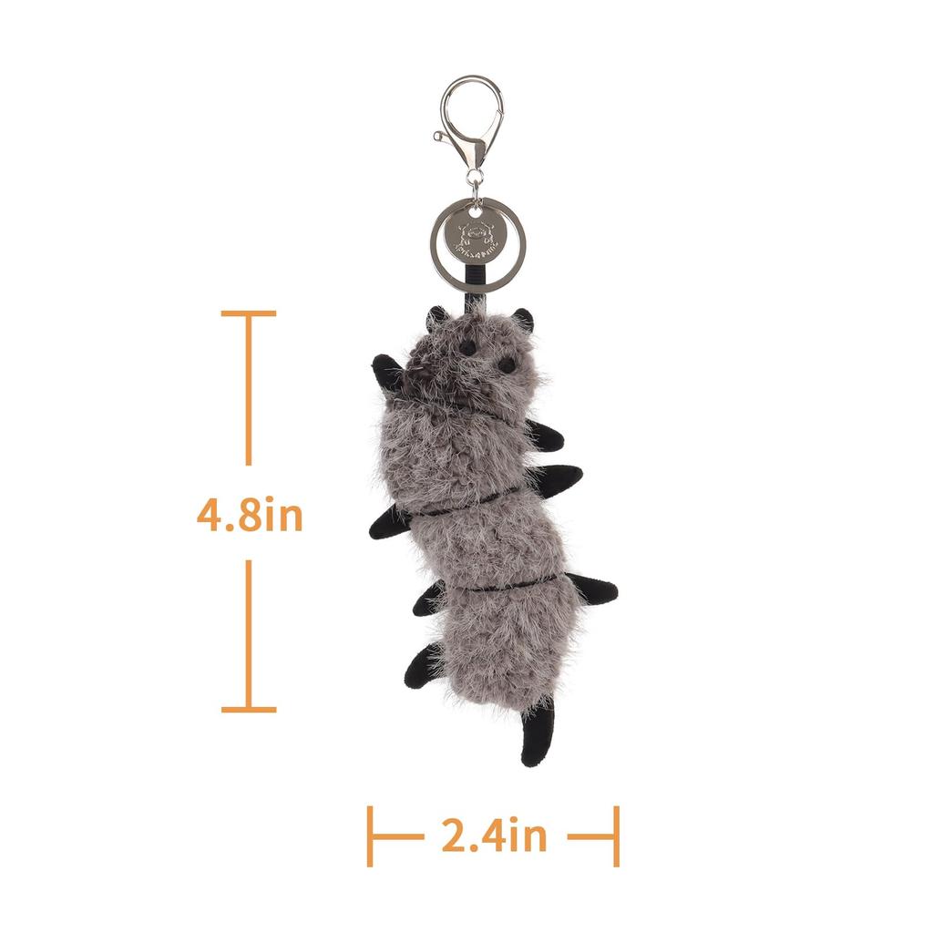 Apricot Lamb Black Devil Centipede Cute Soft Keychain Plush Toy, Perfect for Boys and Girls, Fits Kids Backpacks and Purses, 12cm