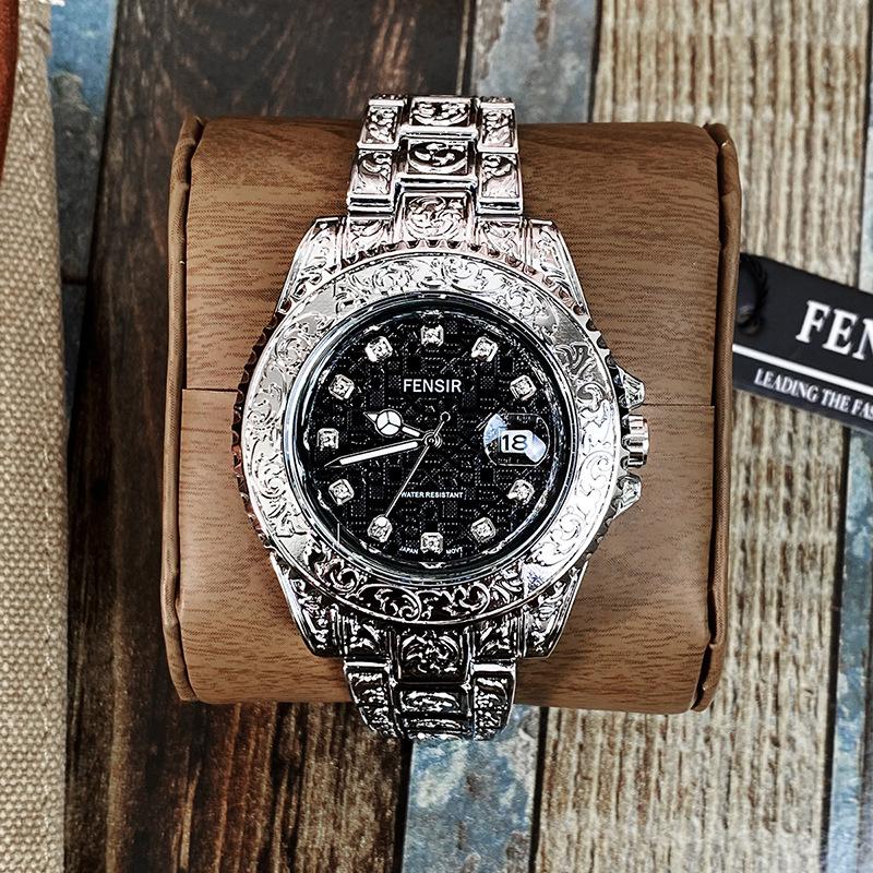 Uhr Herrenmode Retro Luxus Kreativ Stahlband Armbanduhr Analoge Uhren Leuchtzeiger Kalender Herren Quarz Armbanduhr Montre Homme