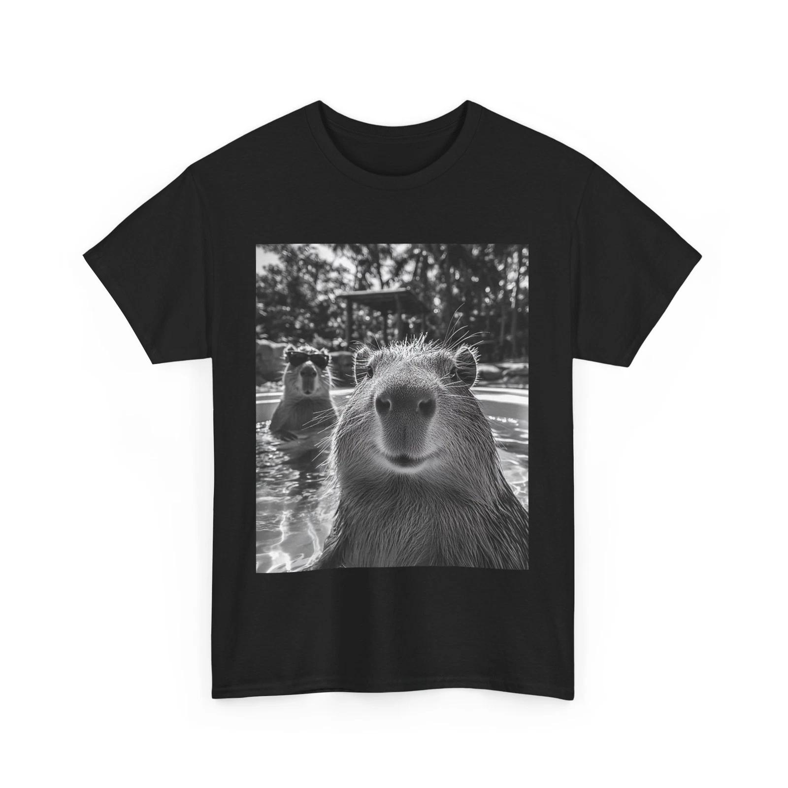 Capybara Selfie Shirt, Capybara Rodents Animals Lovers Women Men Funny Shirt 2XL