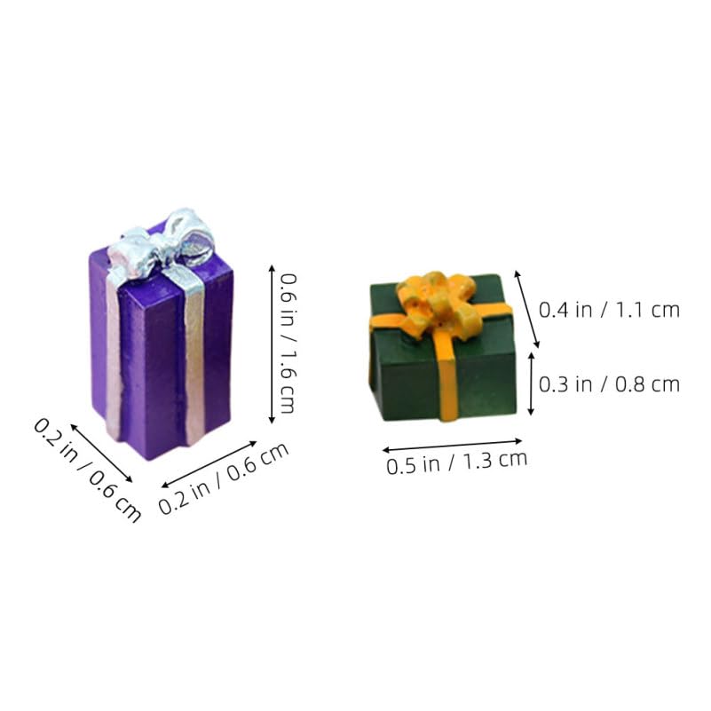 HEMOTON Christmas Tree Mini Resin Gift Charms, 30 Pieces, Assorted Colors, Mini Box Hanging Decoration Ornaments, Party Favors, for Craft Dollhouses