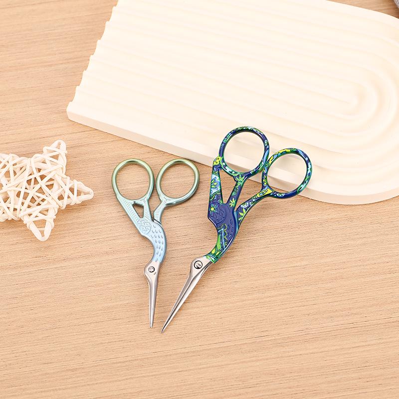 Crane-Shaped Stainless Steel Scissors for Retro Paper Cutting and Handmade Cross-Stitch